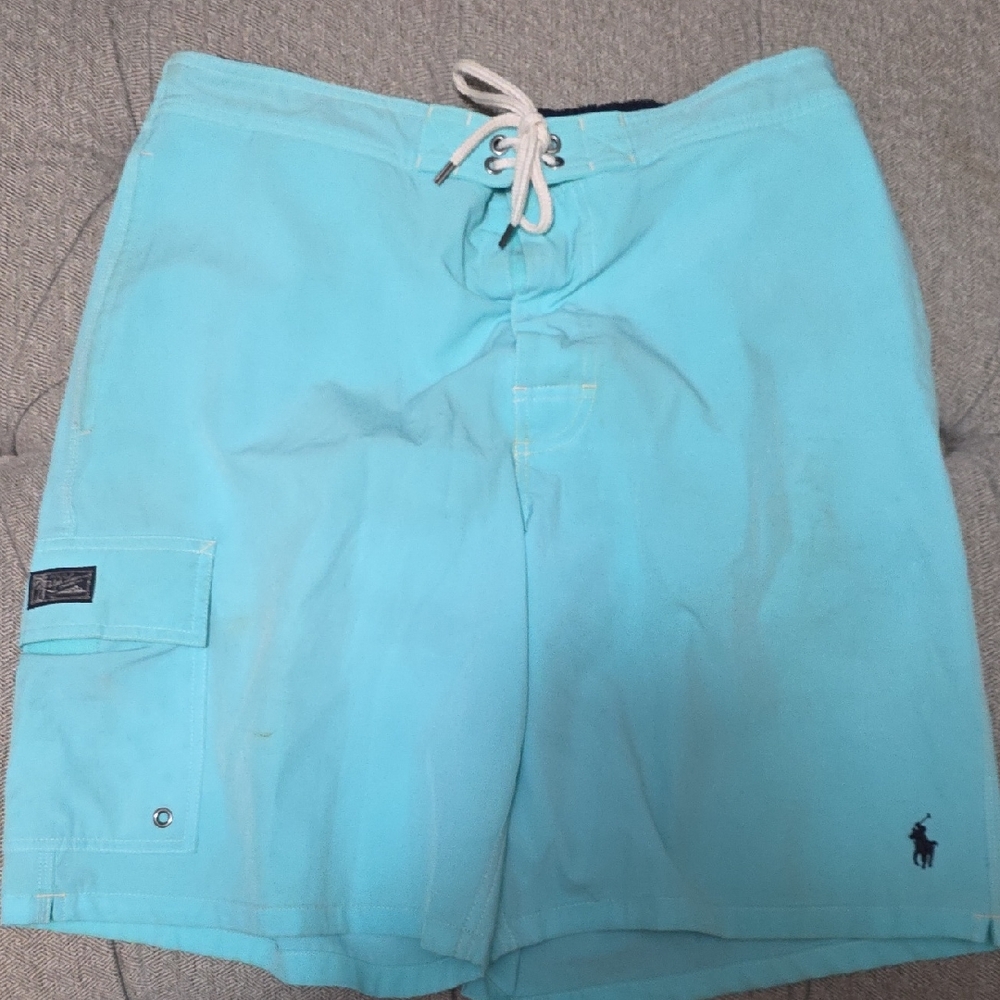 Polo by Ralph Lauren Men's Aqua Board Shorts Large Cargo Pocket